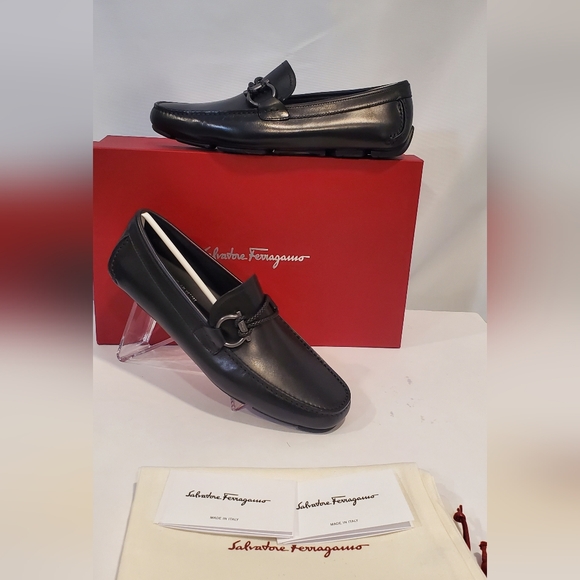 SALVATORE FERRAGAMO SHOES DRIVING LOAFERS LEATHER BRAIDED GANCINI US SZ 6EE NEW - Picture 5 of 11